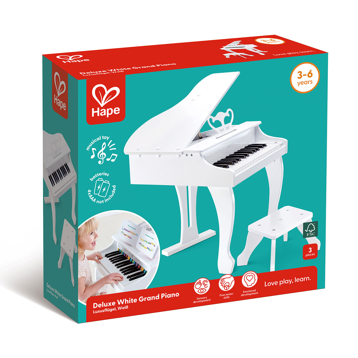 デラックスグランドピアノ（白色） | Hape | Kawada Official Original